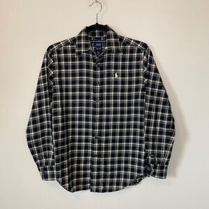 Ralph Lauren Sport Vintage Blue Plaid Flannel Button Down Shirt Size 2
